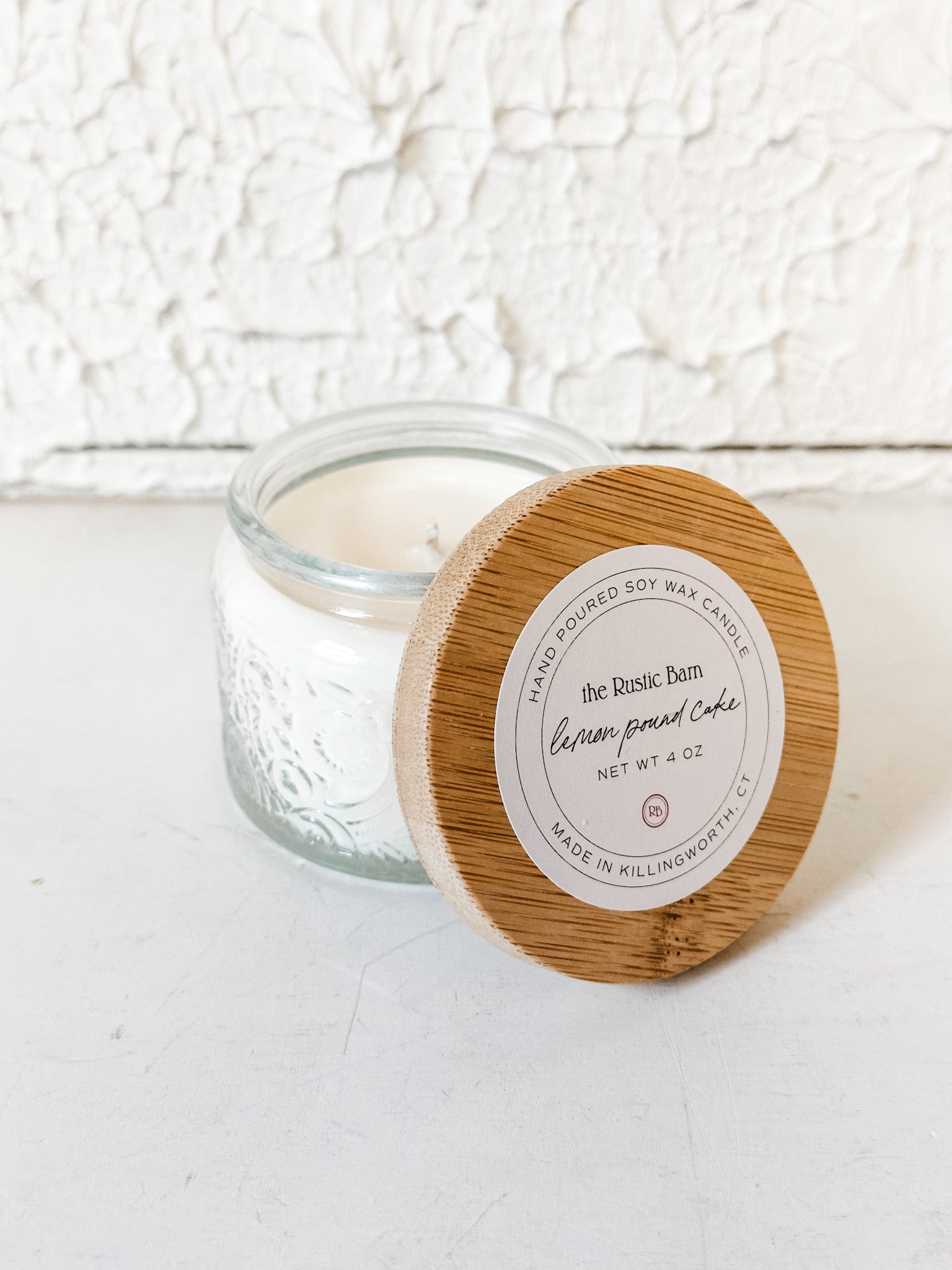 lemon pound cake 4oz soy candle at the rustic barn in killingworth ct