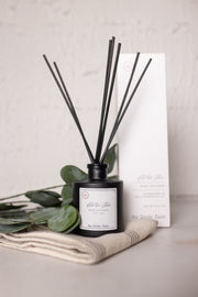 linen and eucalyptus scented reed diffuser at the rustic barn in Killingworth ct