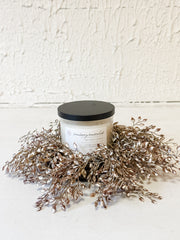 3.5 inch white and brown little luna candle  ring at The Rustic Barn in Killingworth CT