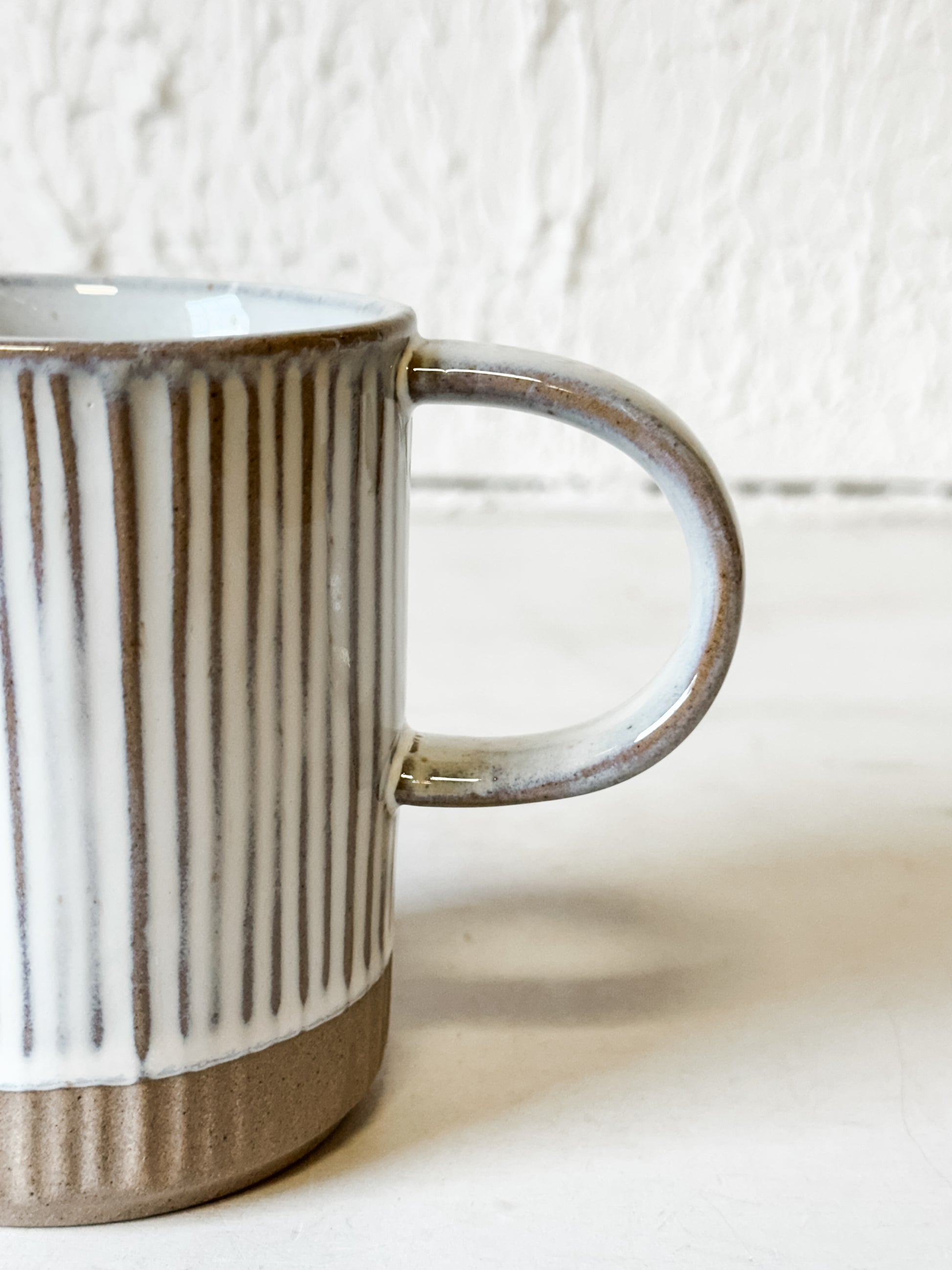 Luca Handcrafted Striped Stoneware Mug at the Rustic Barn in Killingworth, CT