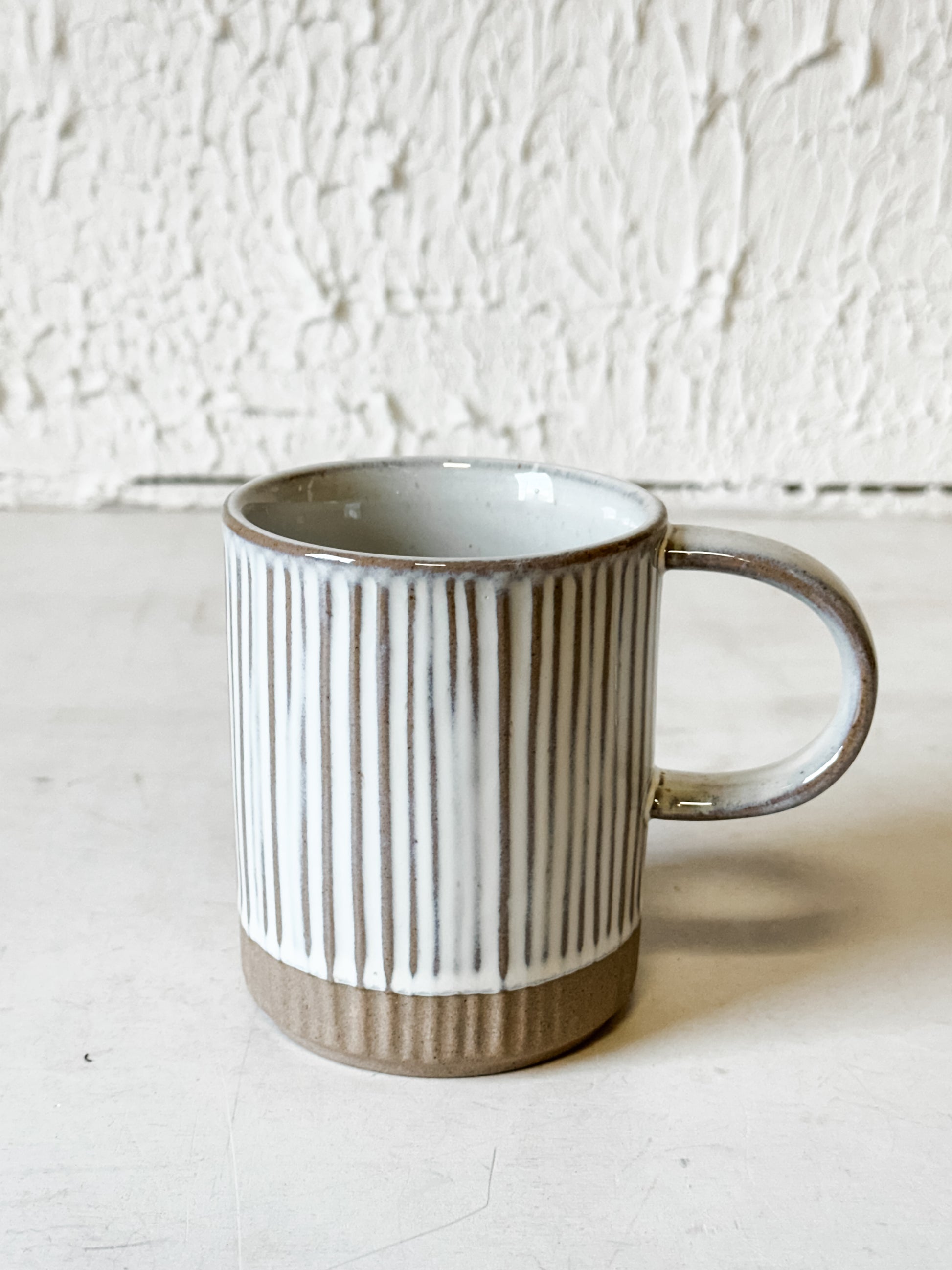 Luca Handcrafted Striped Stoneware Mug at the Rustic Barn in Killingworth, CT
