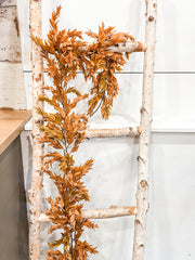 lush spear leaf golden color fall garland at the rustic barn in killingworth ct