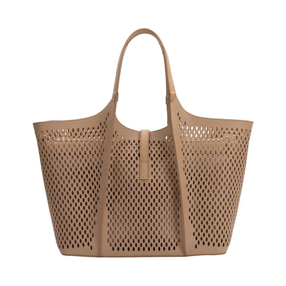Malia Laser-Cut Vegan Leather Tote at the Rustic Barn in Killingworth, CT