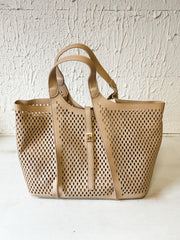 Malia Laser-Cut Vegan Leather Tote at the Rustic Barn in Killingworth, CT