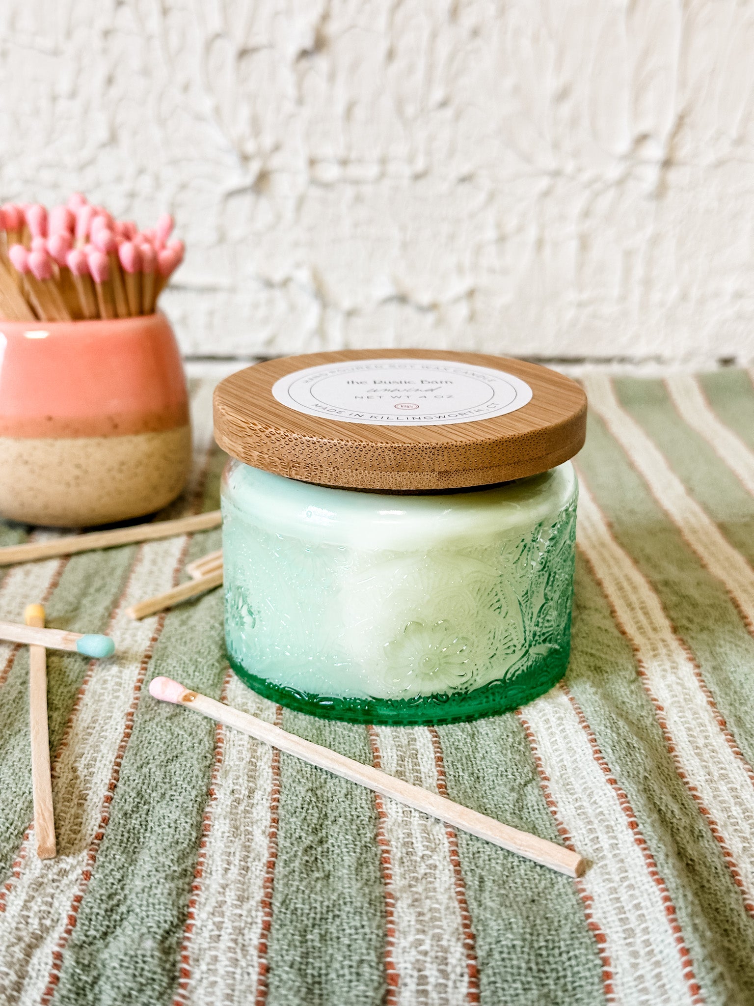 mango and coconut hand-poured soy candle at the rustic barn in killingworth ct