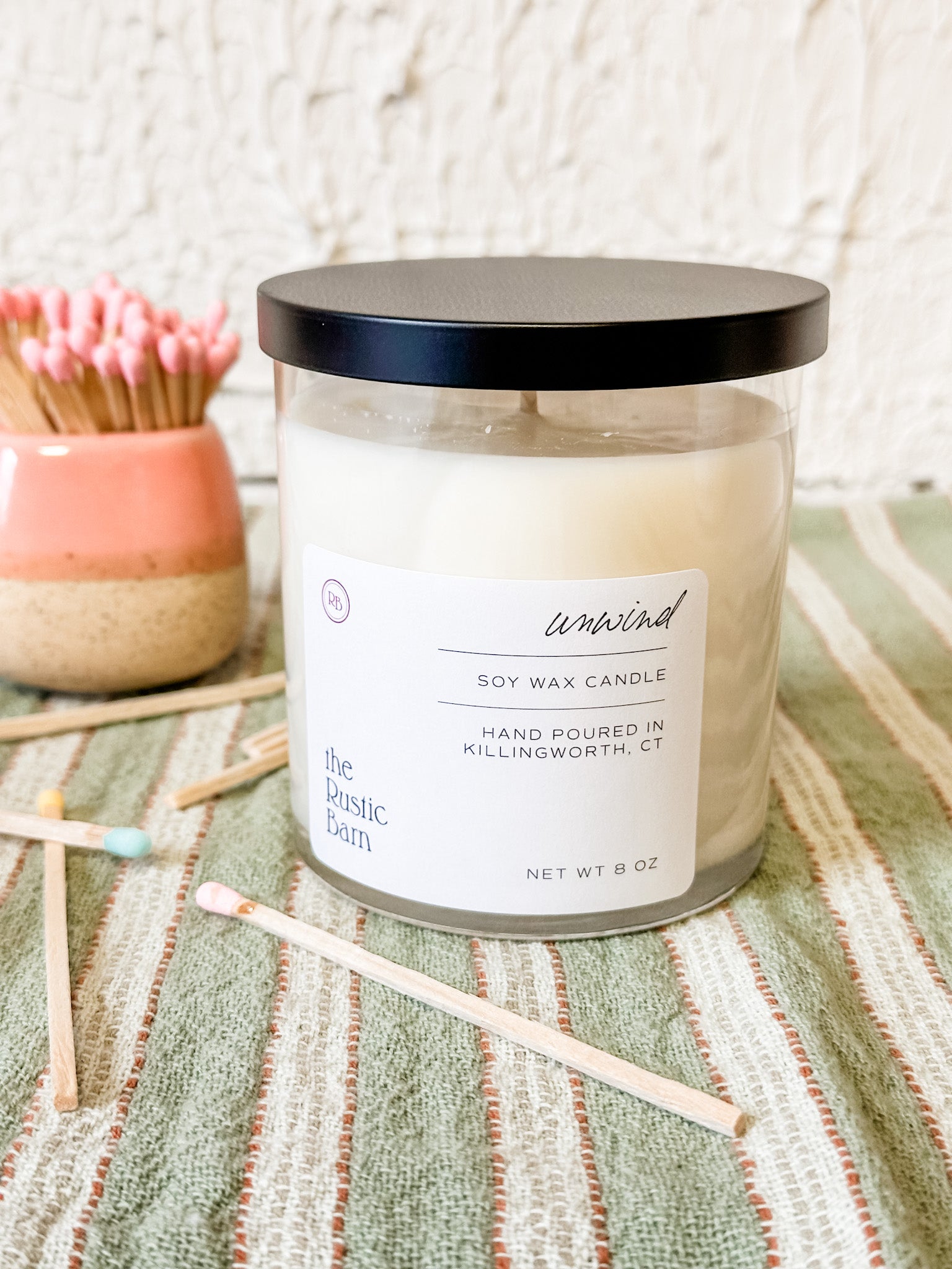 mango and coconut hand-poured soy candle at the rustic barn in killingworth ct