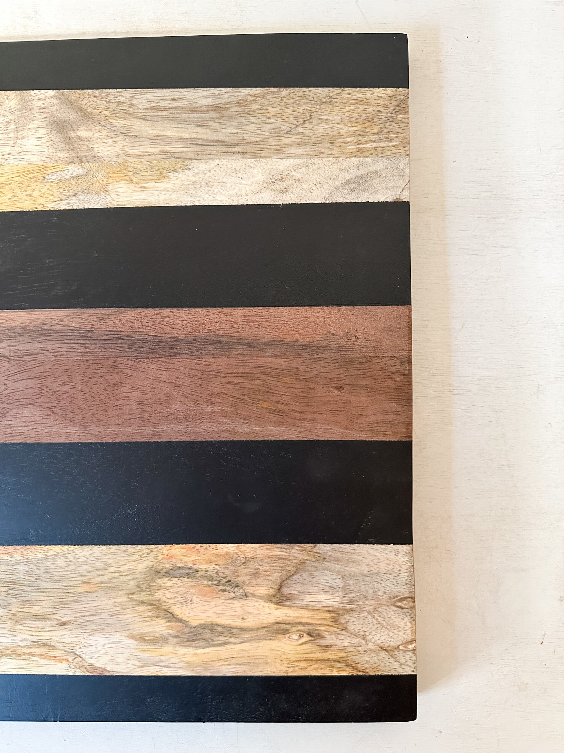 mango wood cheese and cutting board with stripes at the Rustic Barn in Killingworth CT