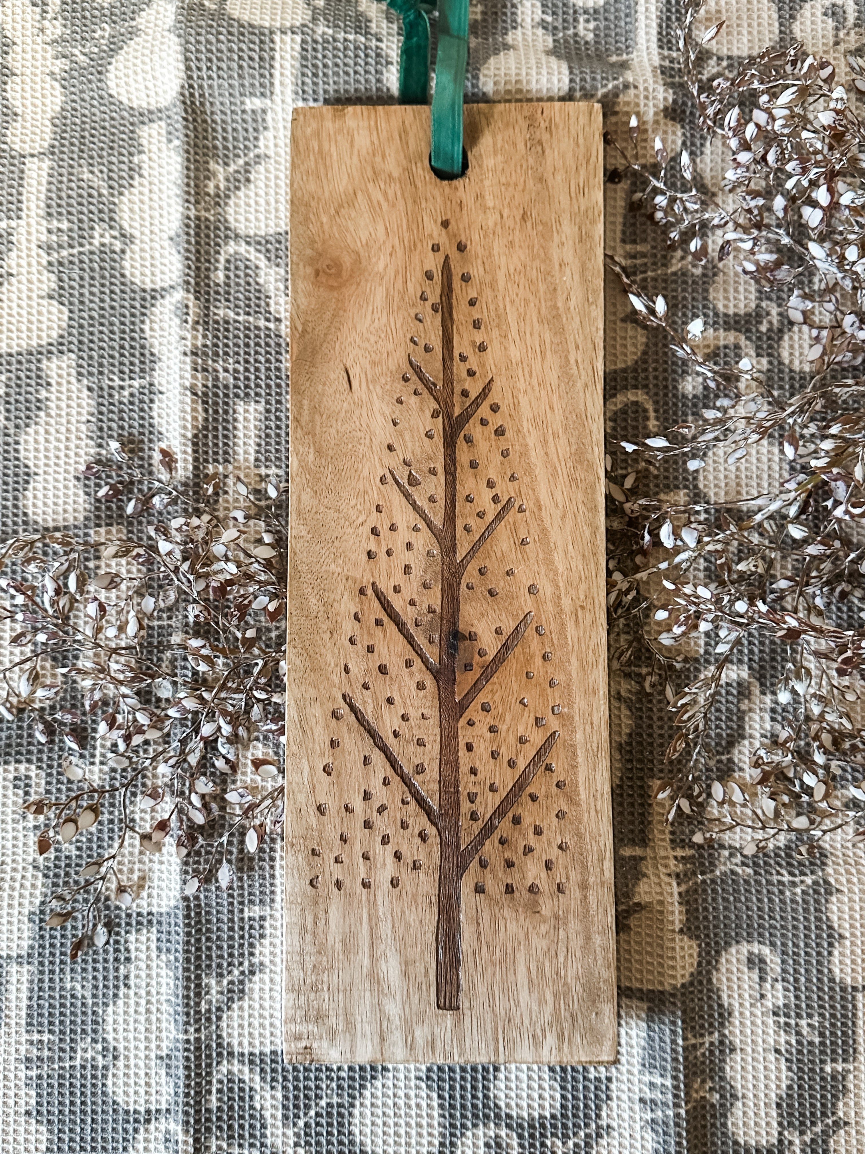 mango wood cheese board with laser etched tree at The Rustic Barn in Killingworth CT