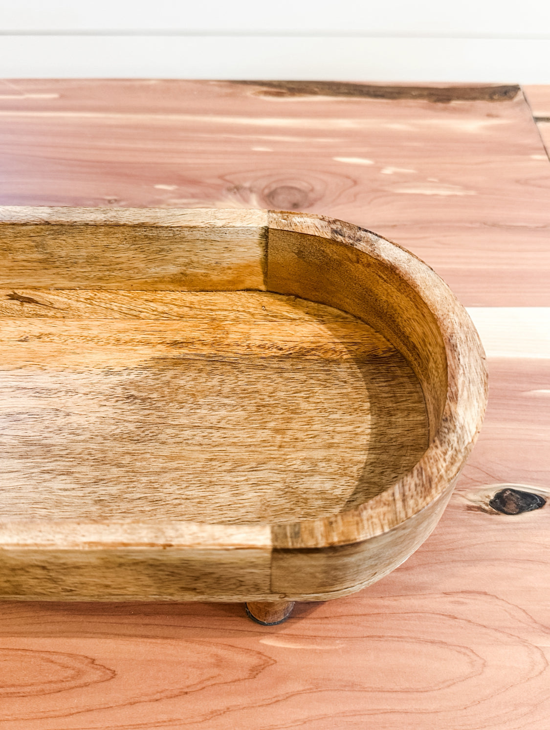 mango wood oval footed tray at The Rustic Barn in Killingworth, CT