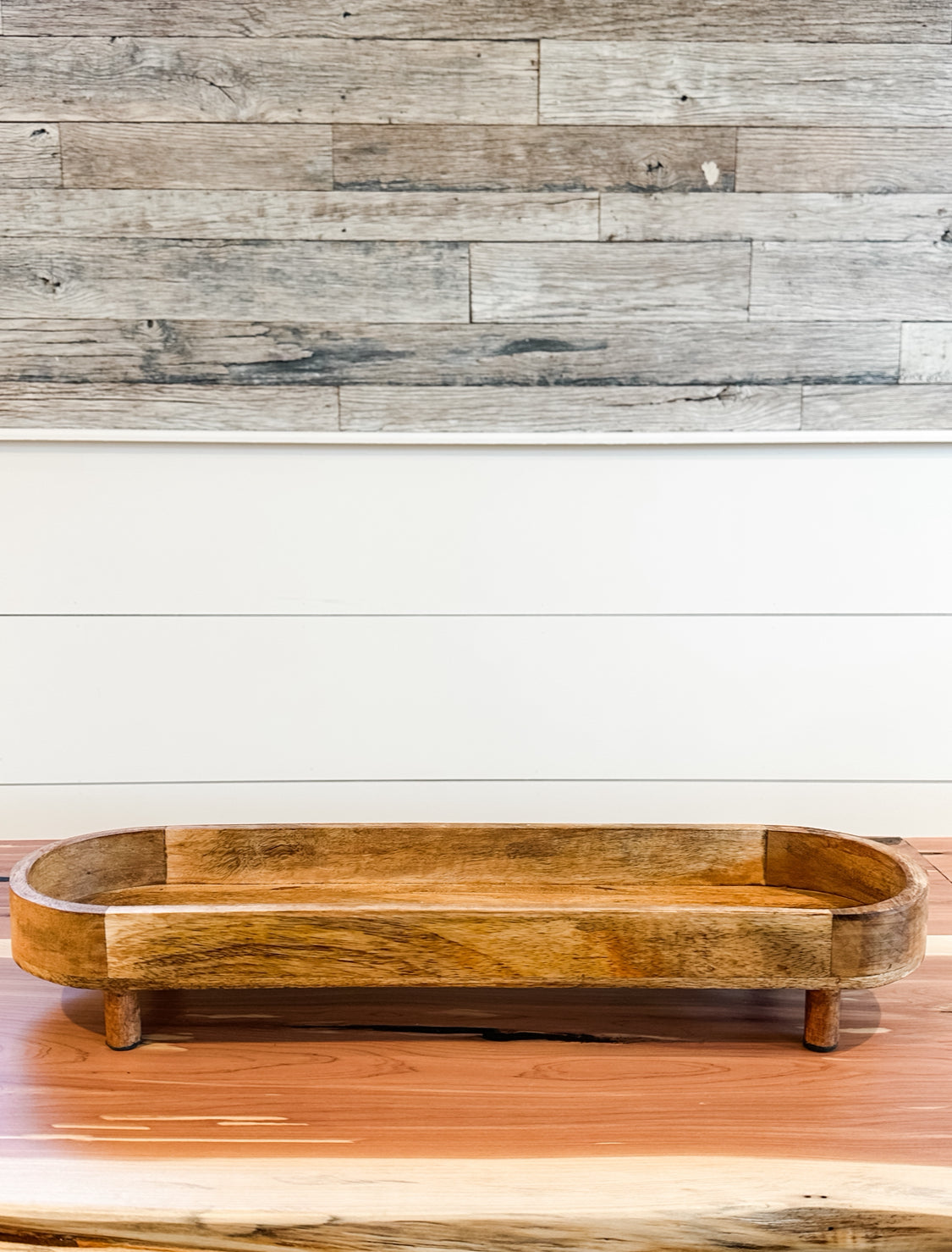 mango wood oval footed tray at The Rustic Barn in Killingworth, CT