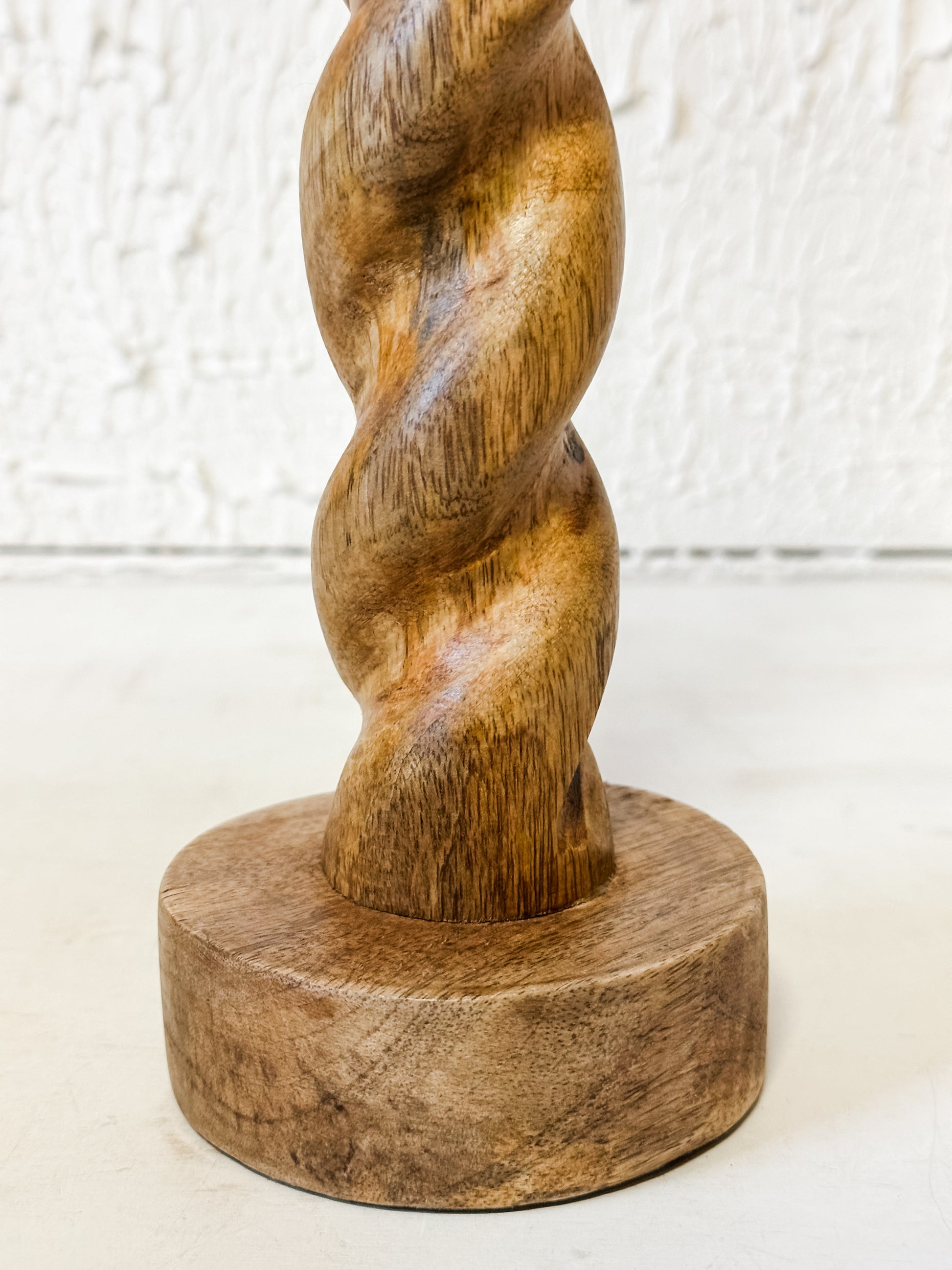 mango wood twisted taper holder at The Rustic Barn in Killingworth, CT