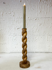 mango wood twisted taper holder at The Rustic Barn in Killingworth, CT
