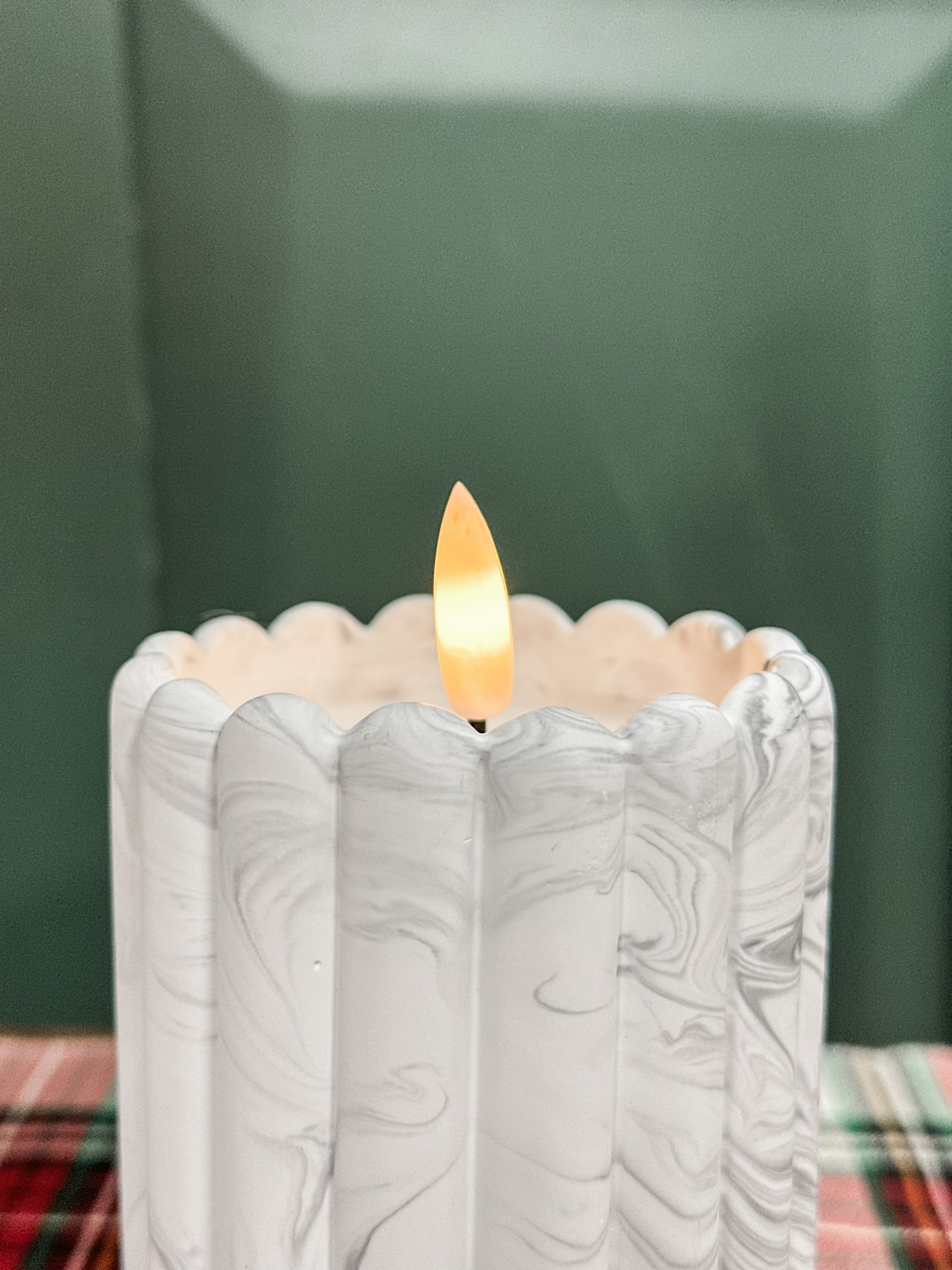 marble cement column faux candle at The Rustic Barn in Killingworth, CT