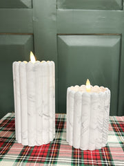 marble cement column faux candle at The Rustic Barn in Killingworth, CT