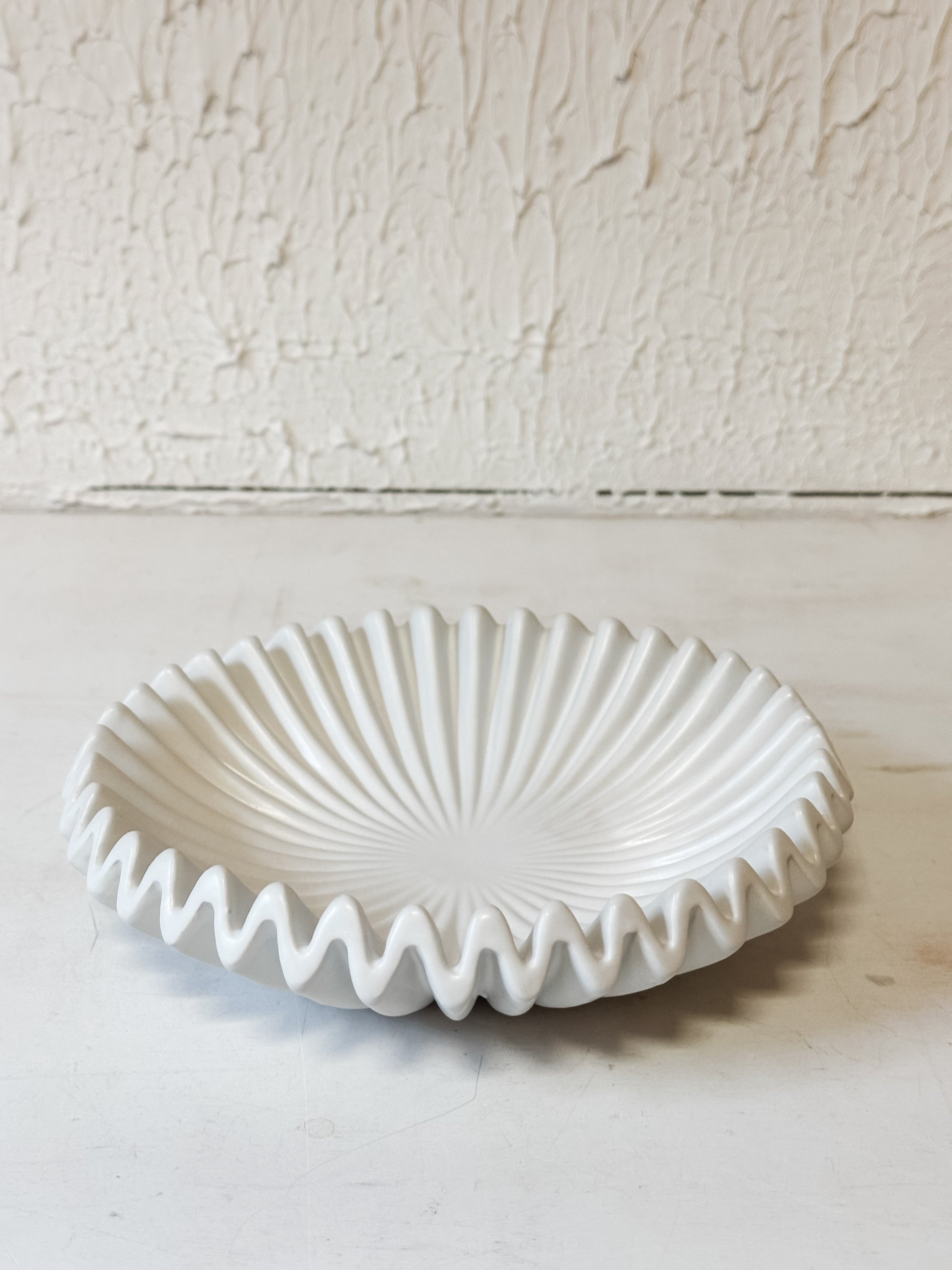 matte white stoneware deco dish at The Rustic Barn in Killingworth CT