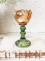 tulip flower glass votive holders at the rustic barn in killingworth ct