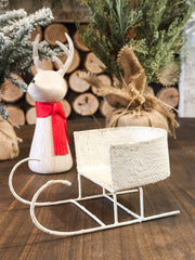 metal and paper mache Christmas sleigh at the Rustic Barn in Killingworth CT