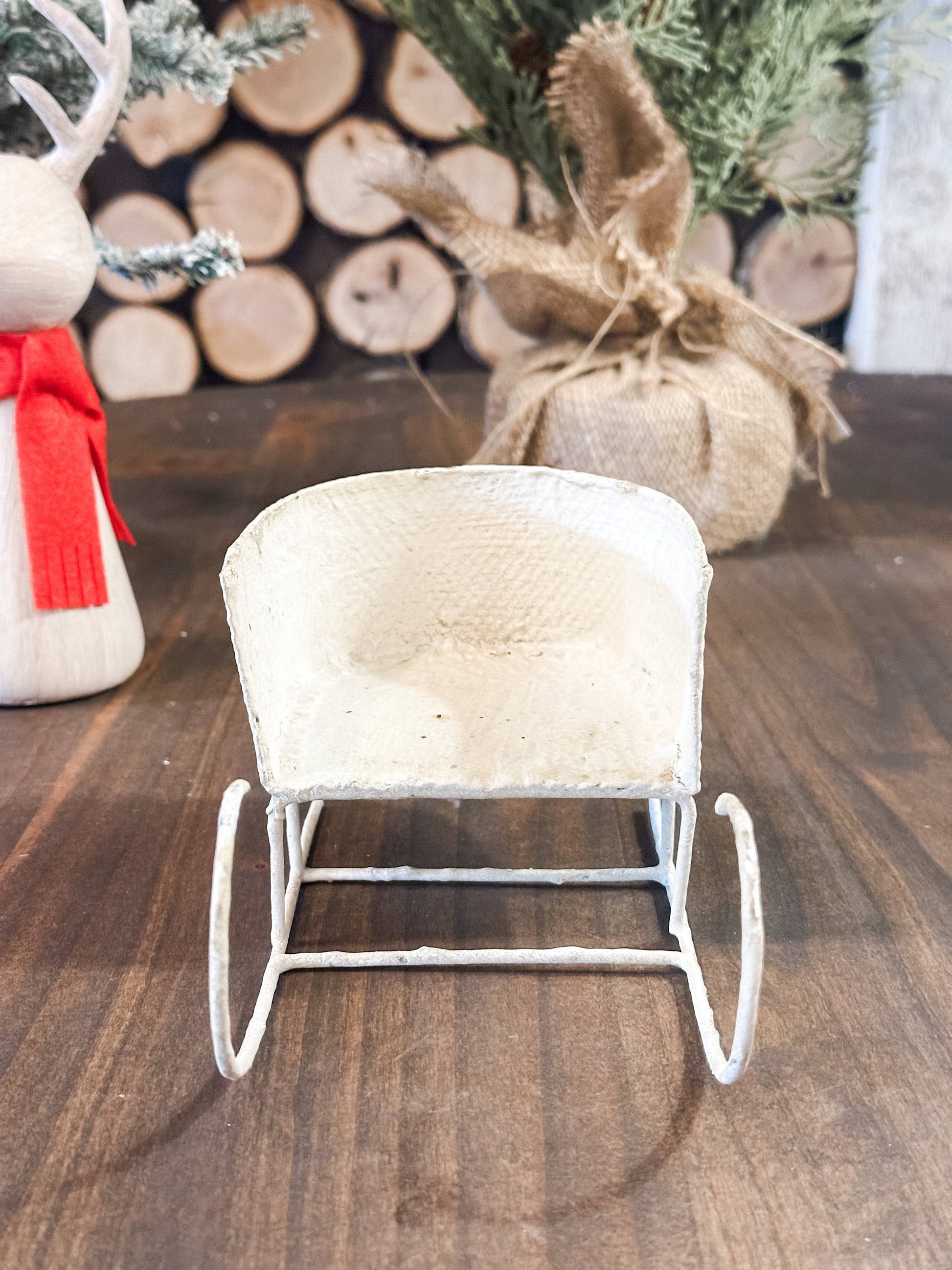 metal and paper mache Christmas sleigh at the Rustic Barn in Killingworth CT