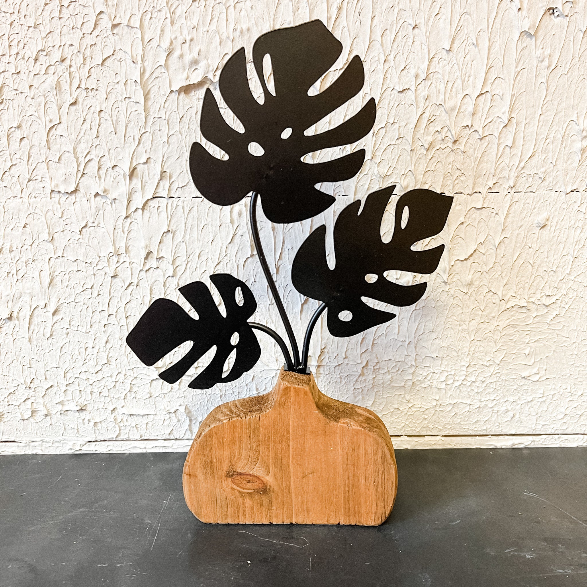 Wood & Metal Plant Sculpture, Single Vase