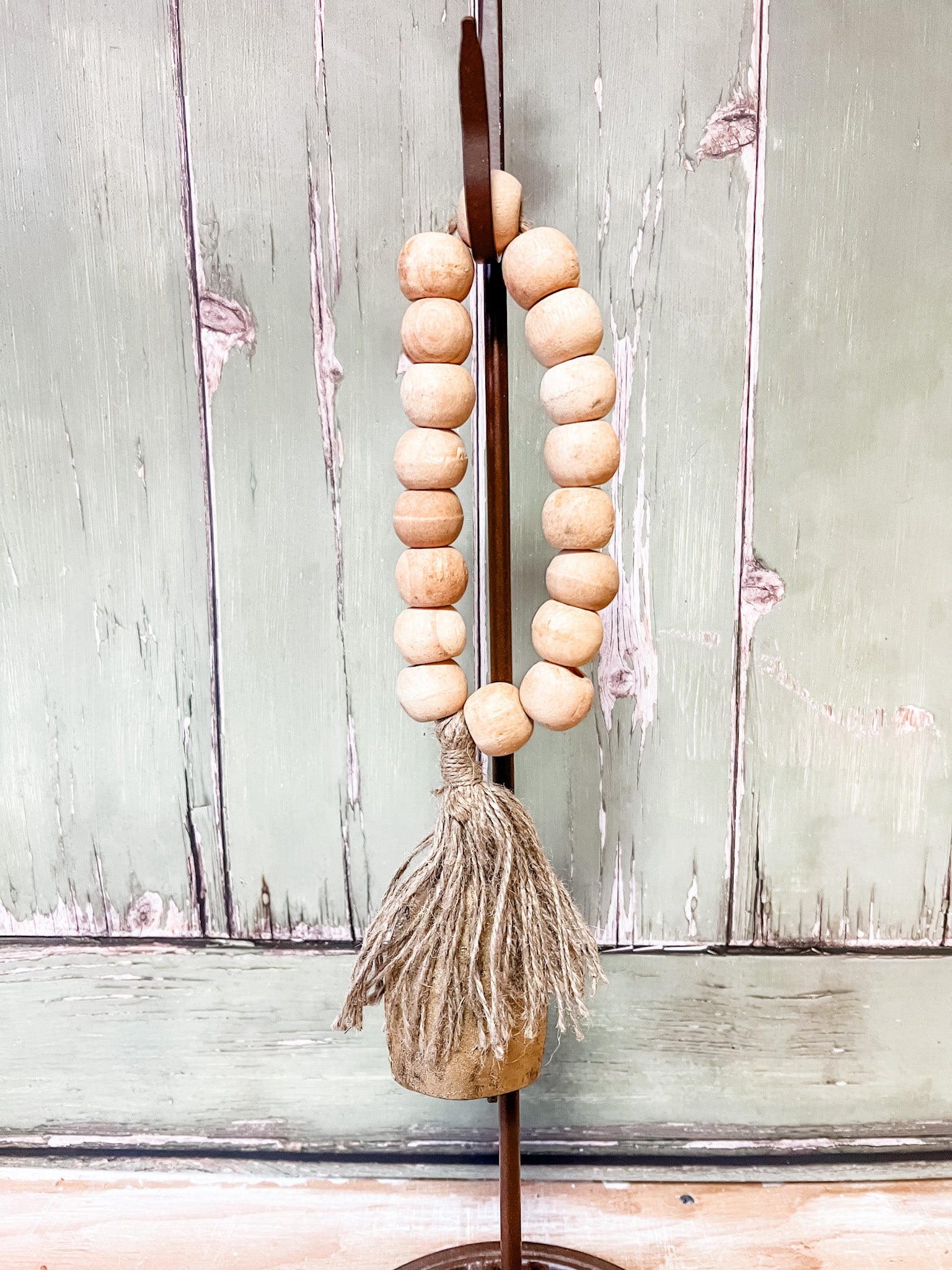 Metal Bell Wood Bead Door Hanger