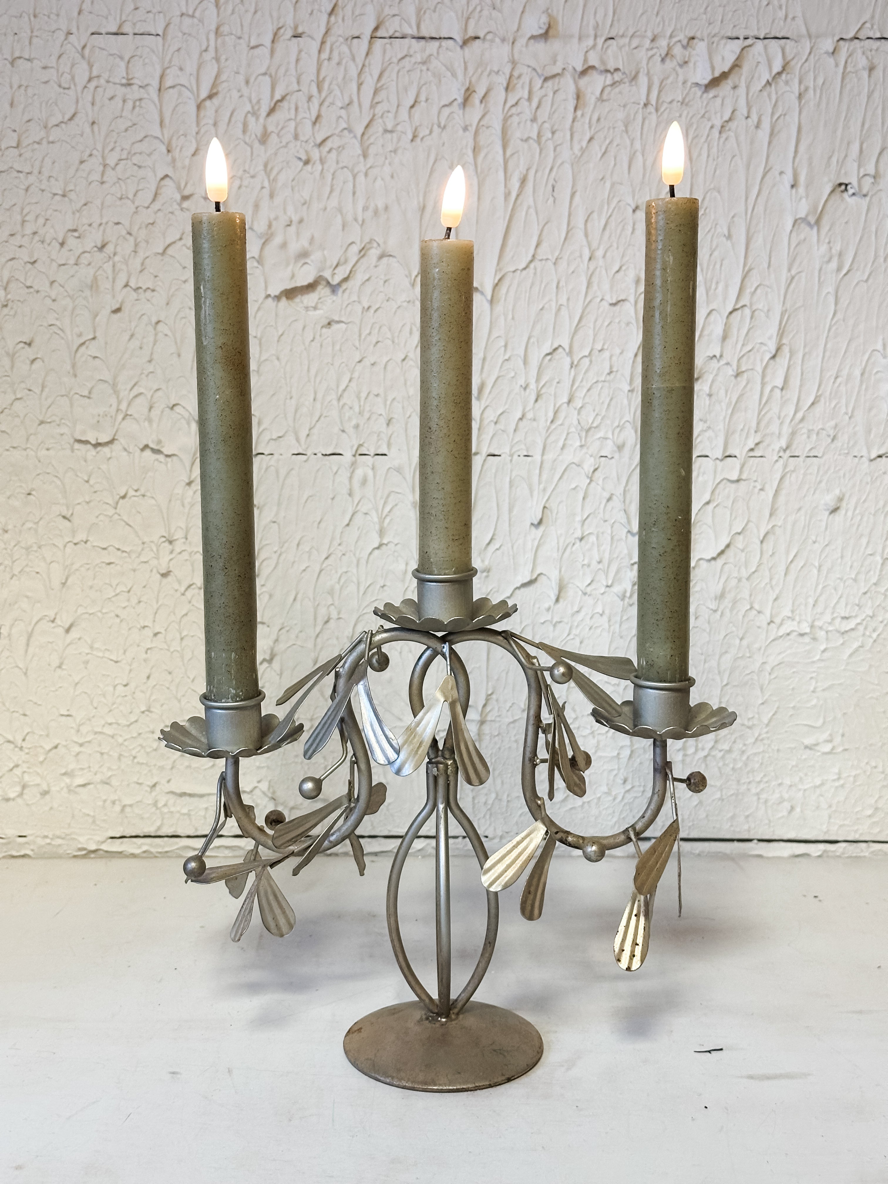 metal candelabra with leaves and berries at The Rustic Barn in Killingworth CT