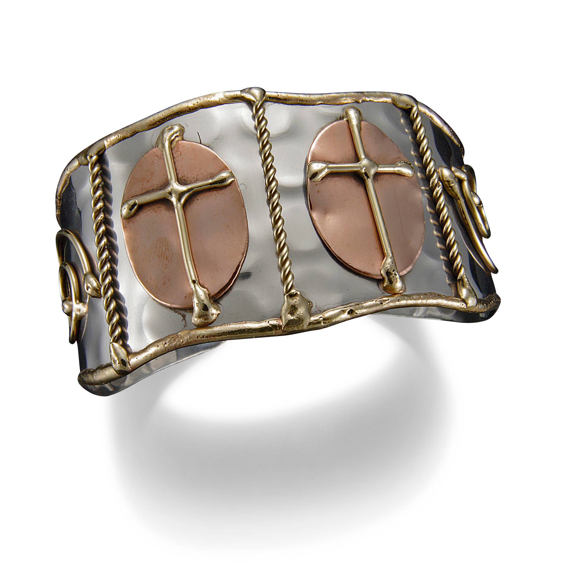 mixed metal cross cuff bracelet at the rustic barn in killingworth ct