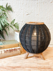 modern black and bamboo lantern at the rustic barn in killingworth ct