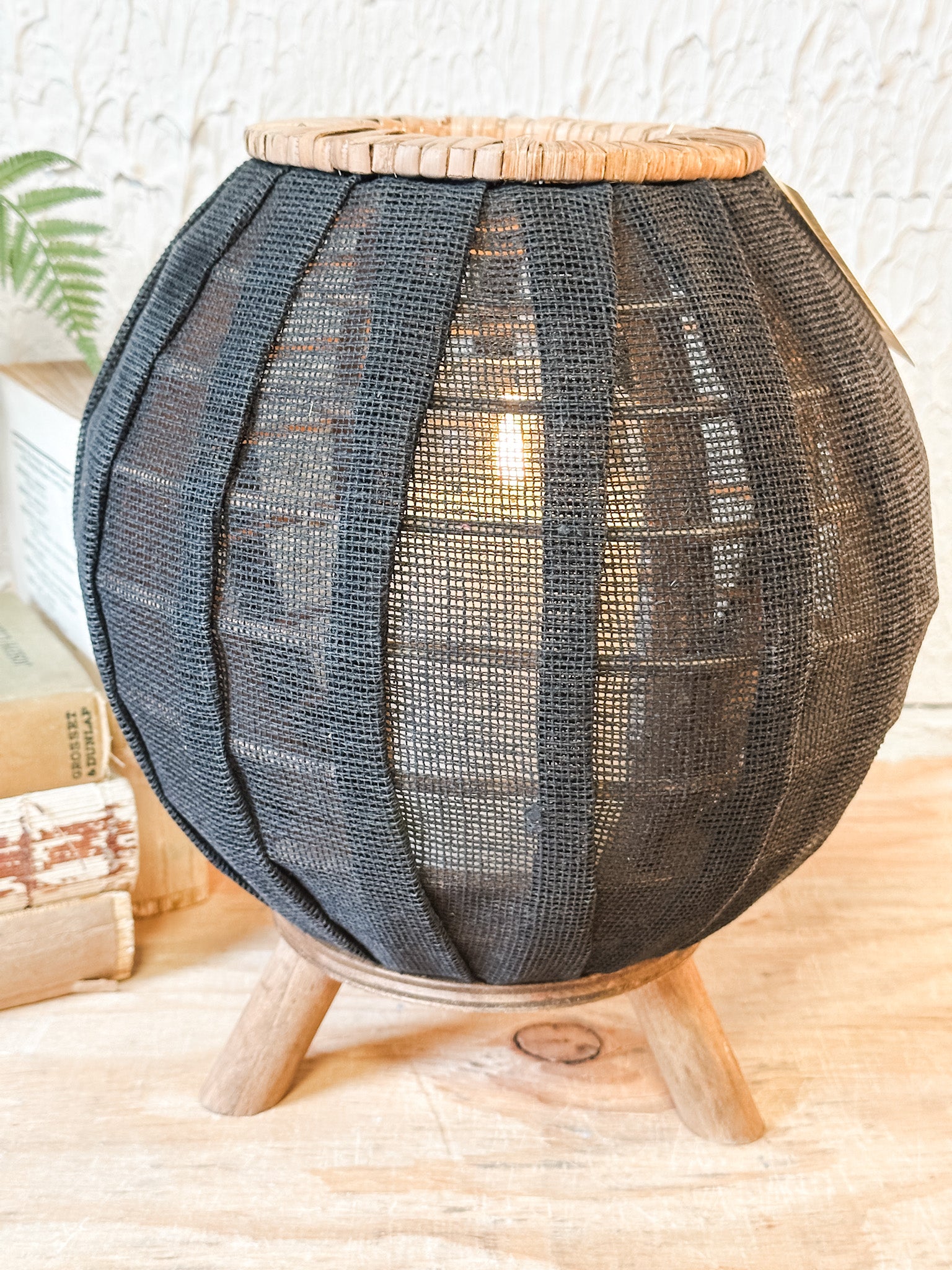 modern black and bamboo lantern at the rustic barn in killingworth ct