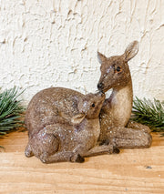 mom and baby deer kiss christmas statue home decor at the rustic barn in killingworth ct