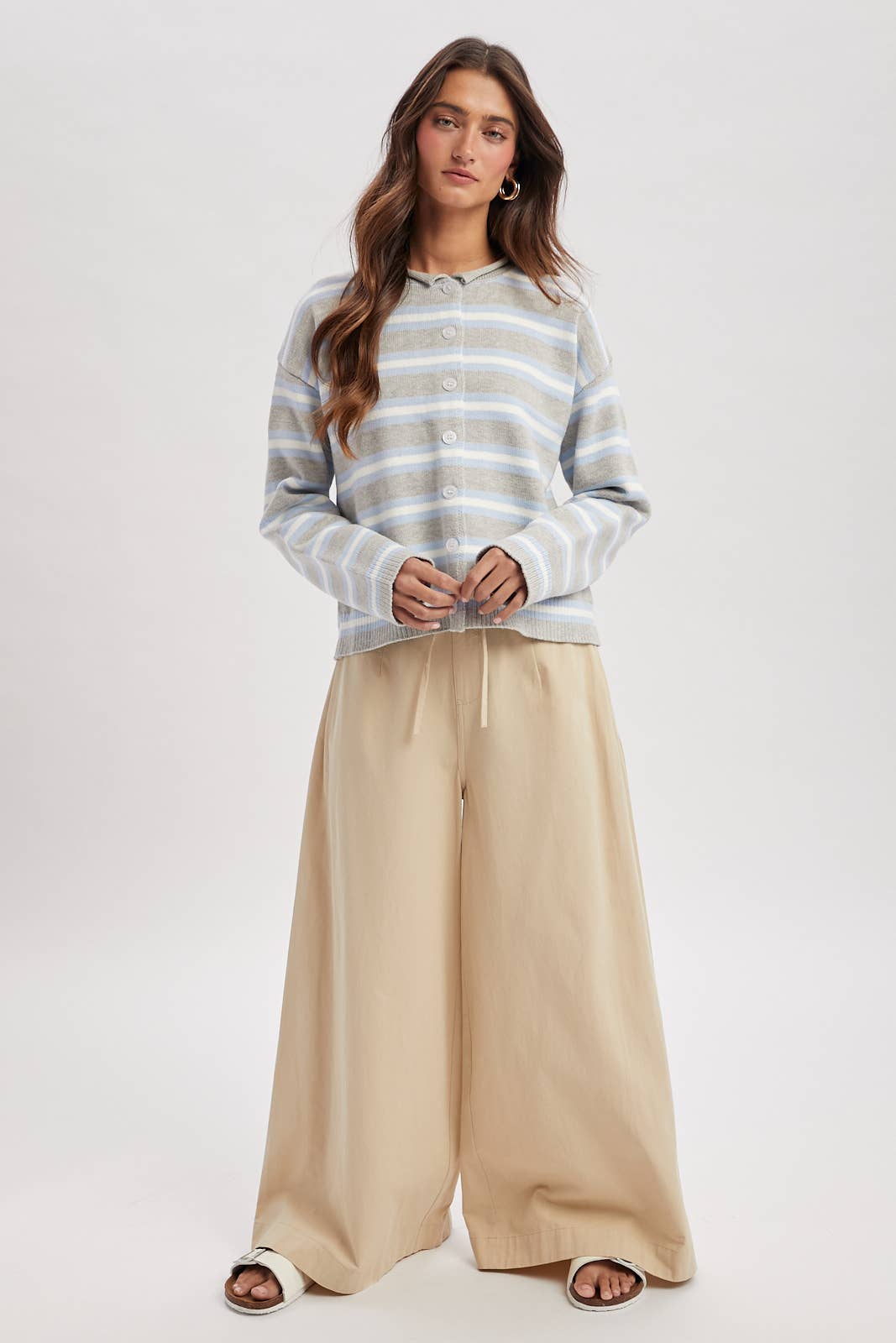 multi striped button up sweater cardigan at the rustic barn in Killingworth ct