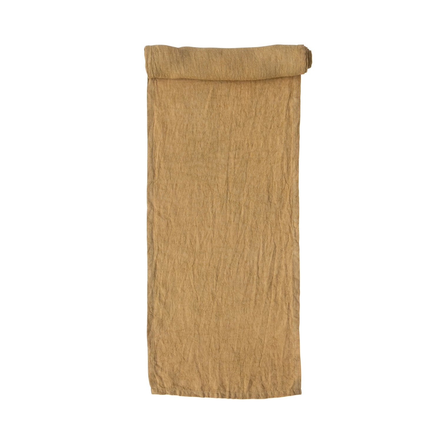 mustard color stonewashed linen table runner at the rustic barn in killingworth ct
