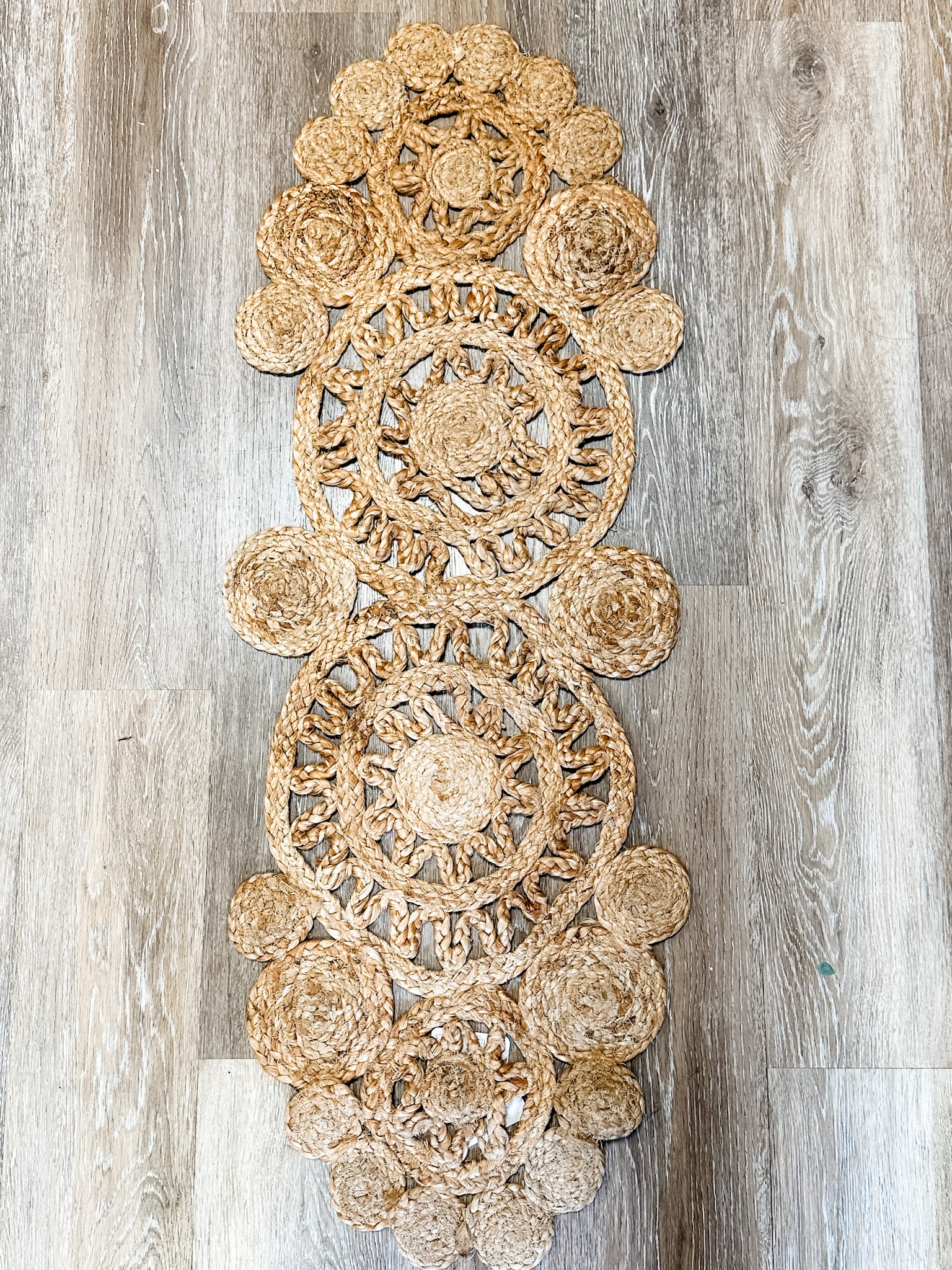 natural woven jute table runner 44 inches long at the rustic barn in killingworth ct