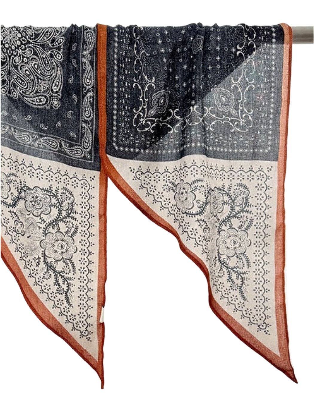 navy blue boho floral printed scarf at the rustic barn in Killingworth ct