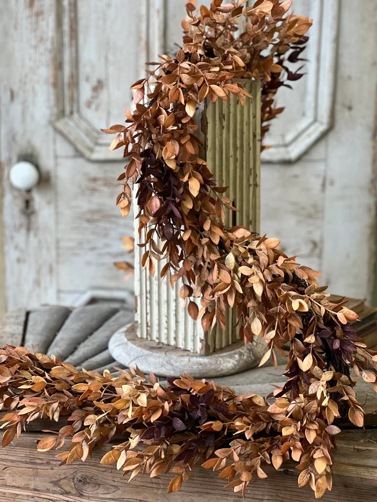 two toned autumn fall garland 6 feet at the rustic barn in killingworth ct