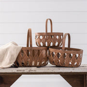 Open Weave Baskets With Handles