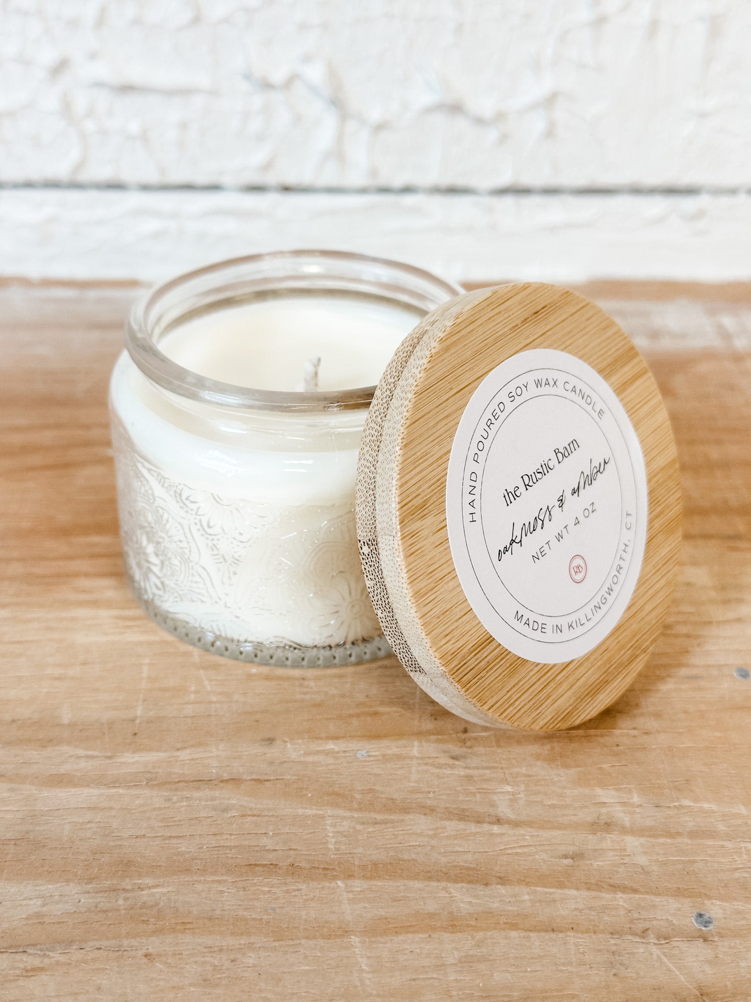 orange grapefruit and lavender hand poured soy candle at the rustic barn in killingworth ct