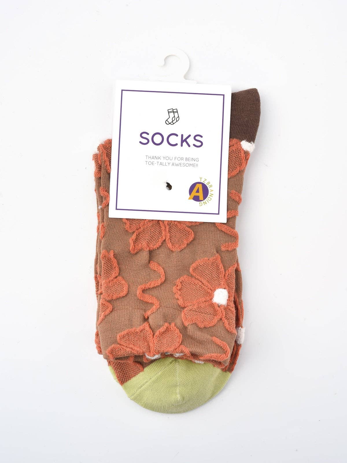 orange embossed womens socks at the rustic barn in killingworth ct