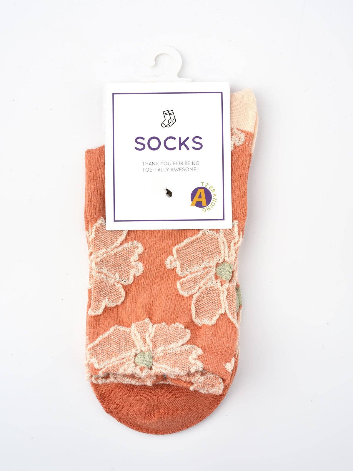 orange embossed womens socks at the rustic barn in killingworth ct