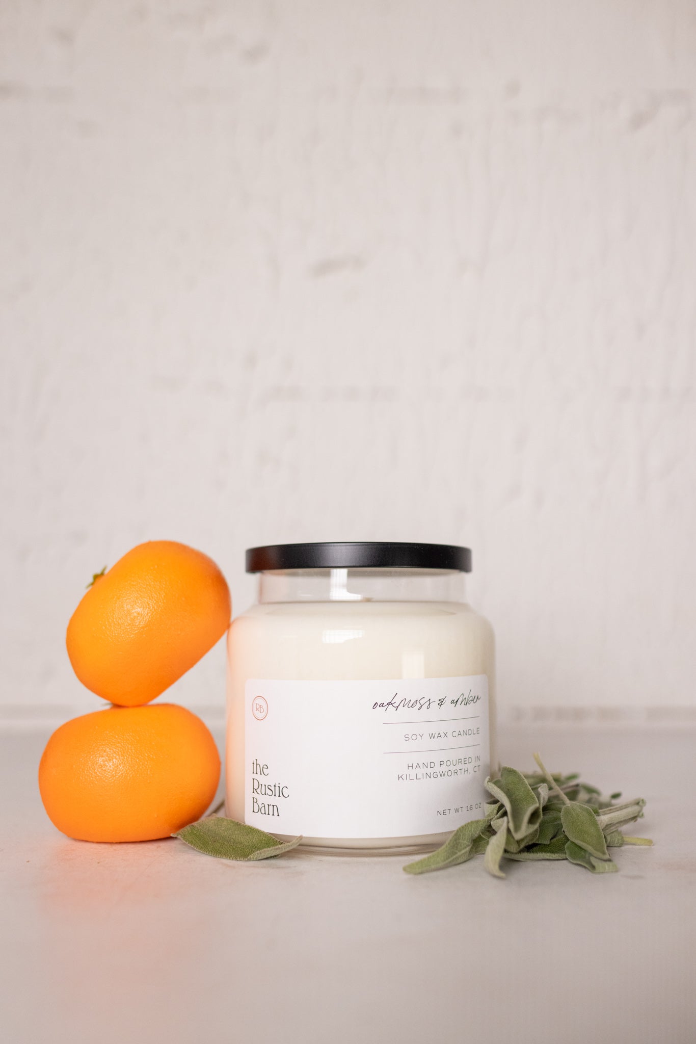 orange grapefruit and lavender hand poured soy candle at the rustic barn in killingworth ct