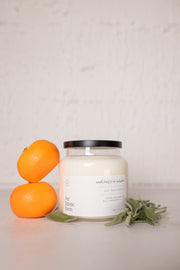orange grapefruit and lavender hand poured soy candle at the rustic barn in killingworth ct