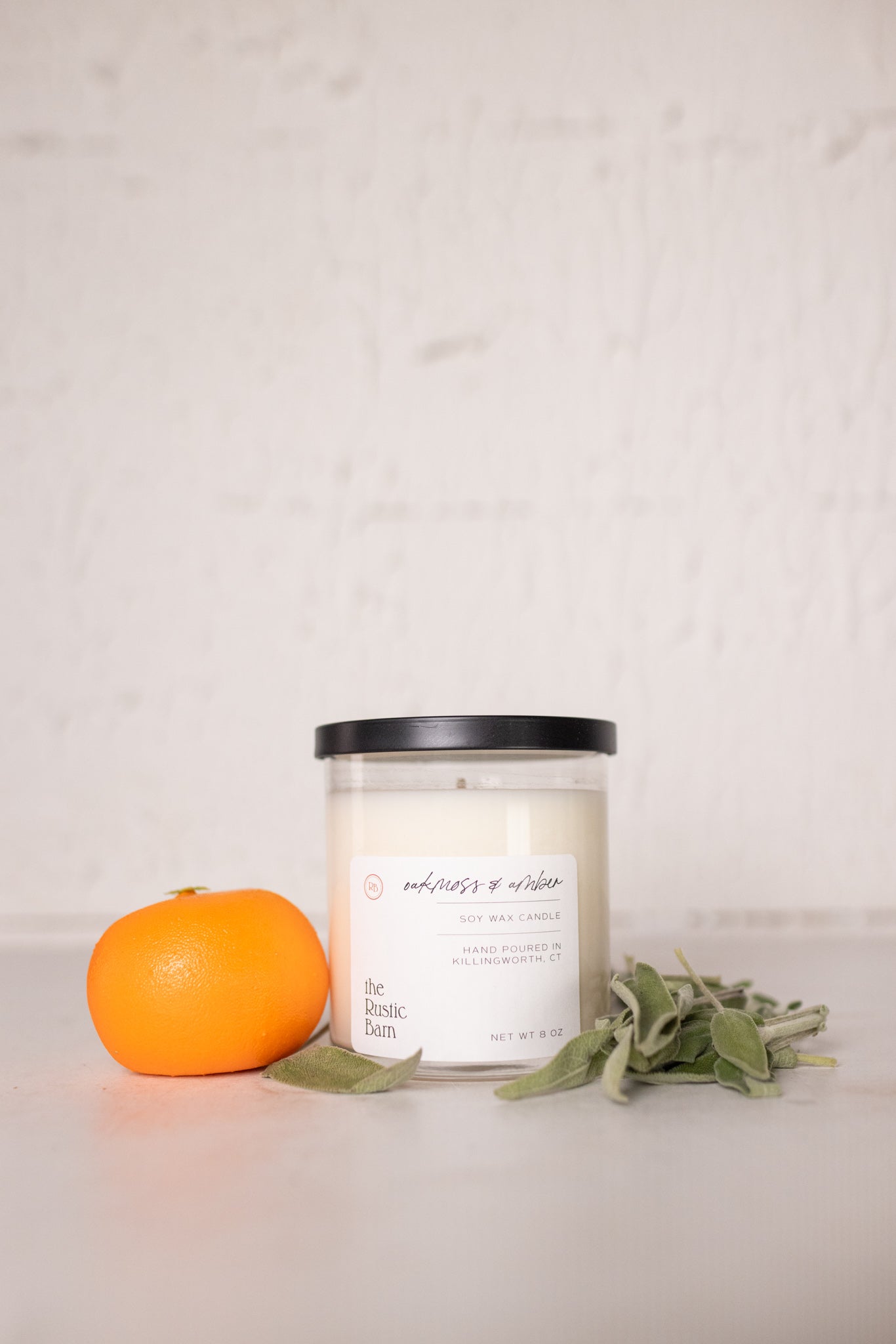 orange grapefruit and lavender hand poured soy candle at the rustic barn in killingworth ct