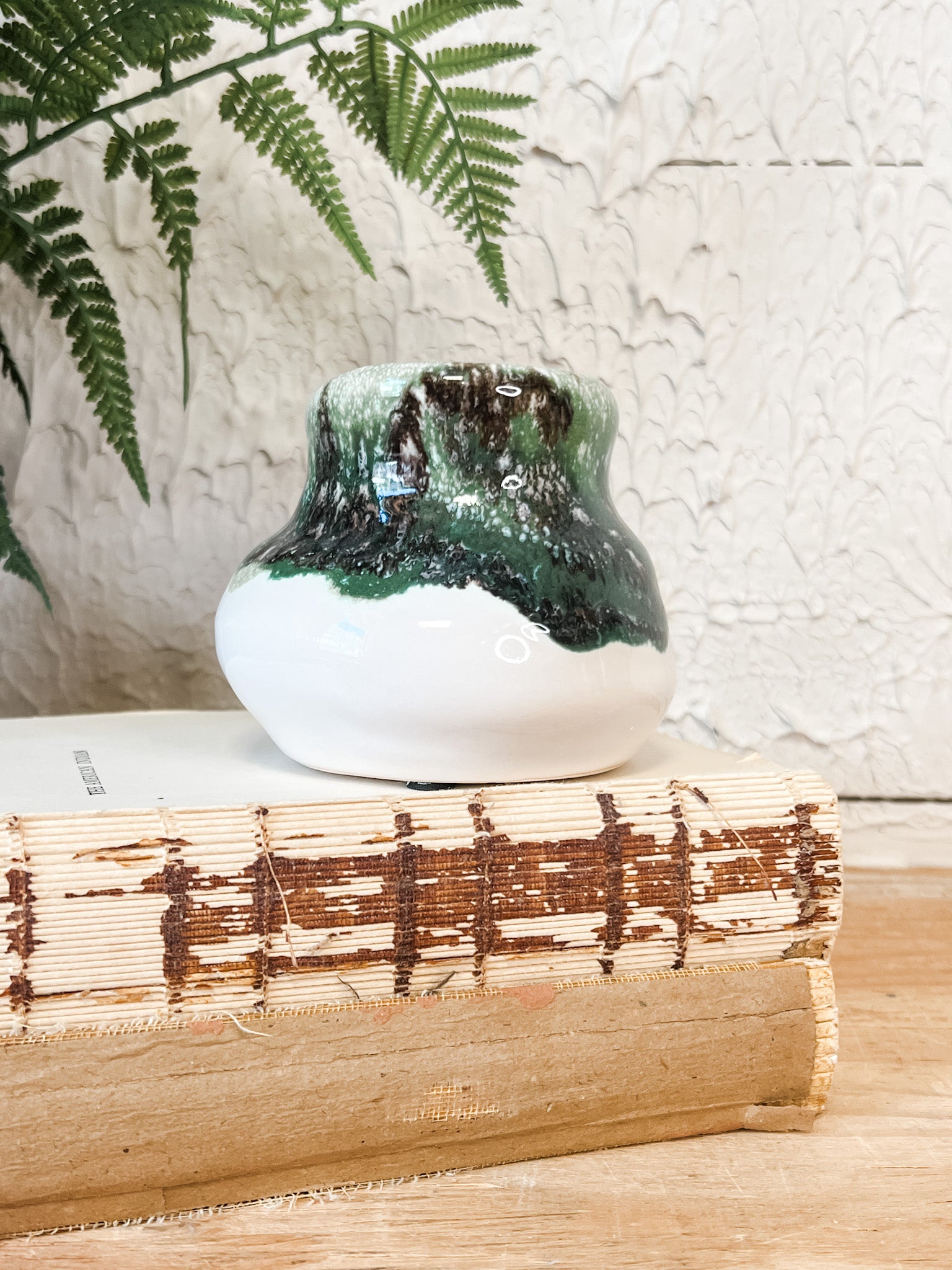 organic green terra-cotta bud vases at the rustic barn in killingworth ct