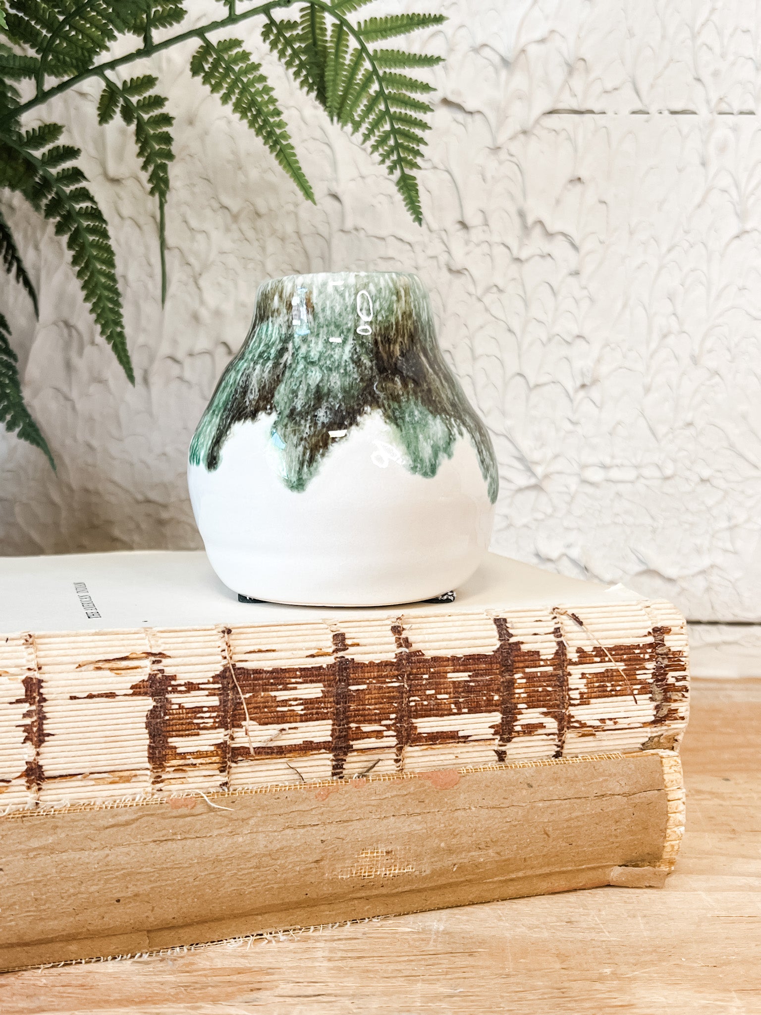 organic green terra-cotta bud vases at the rustic barn in killingworth ct