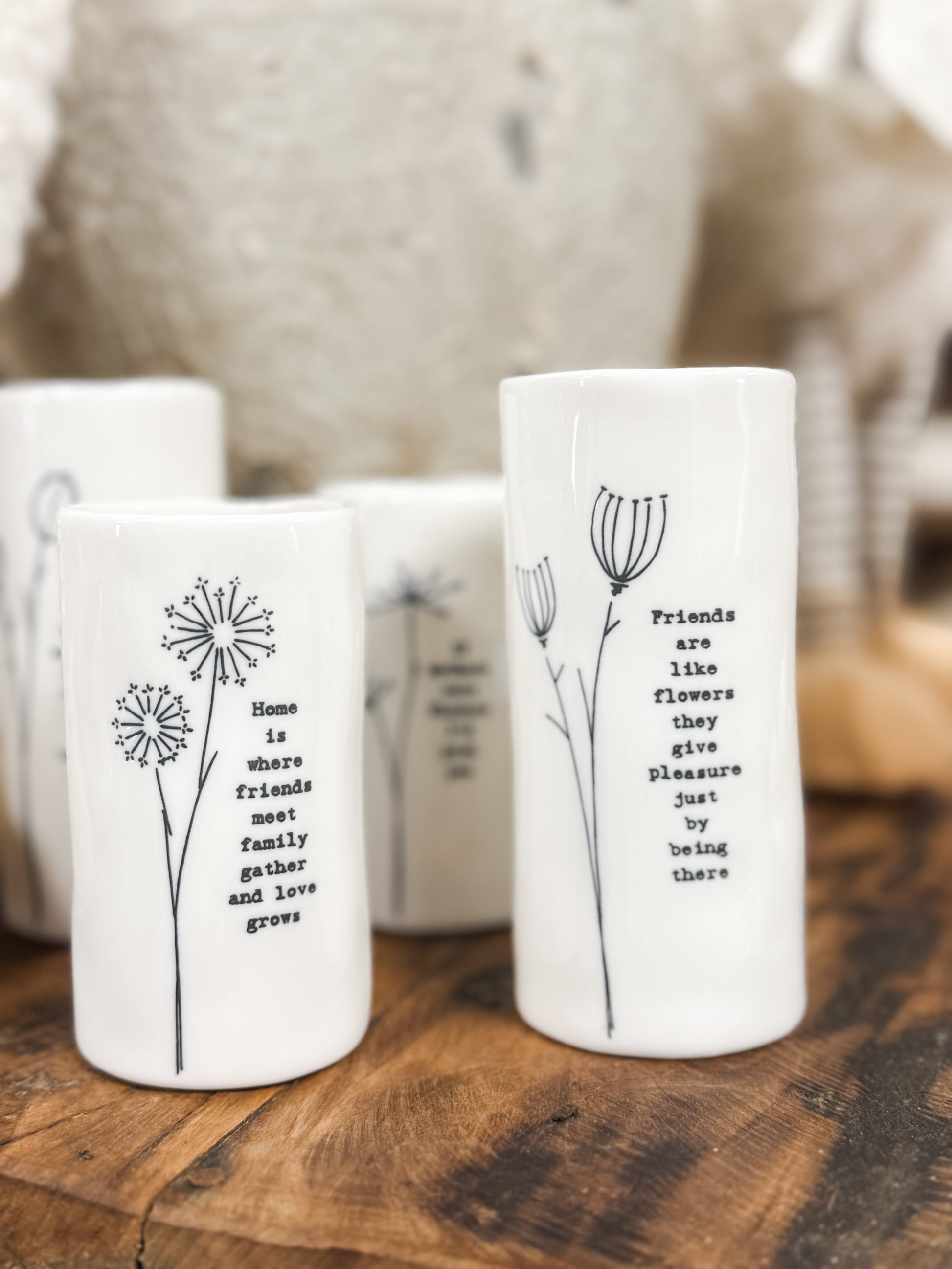 organic shaped vase in gift box with sentiment at The Rustic Barn in Killingworth, CT