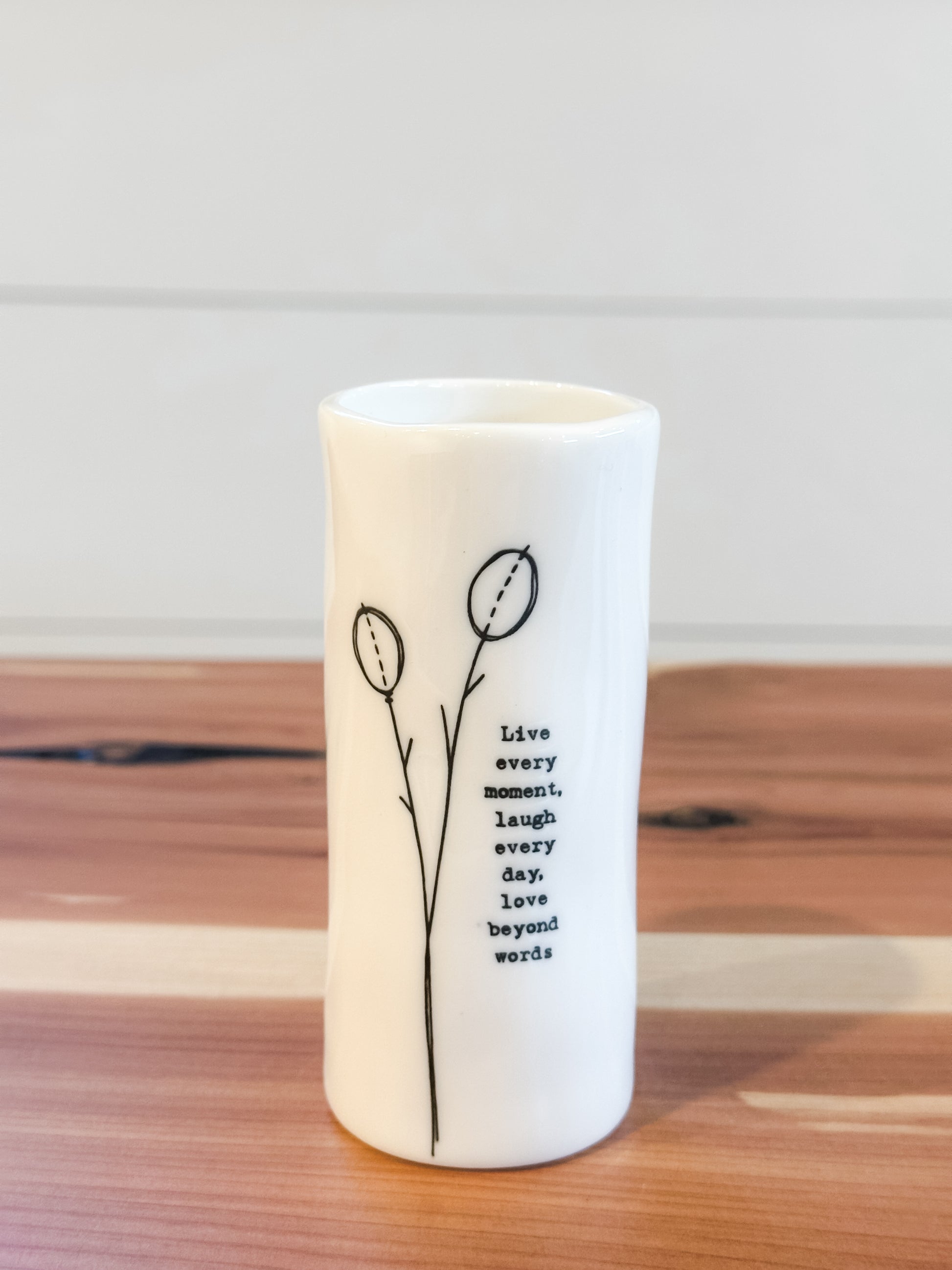 organic shaped vase in gift box with sentiment at The Rustic Barn in Killingworth, CT