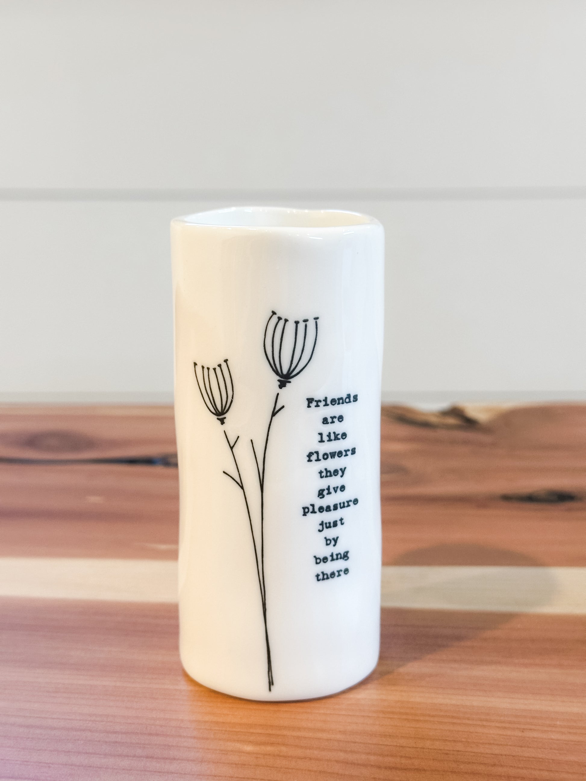 organic shaped vase in gift box with sentiment at The Rustic Barn in Killingworth, CT