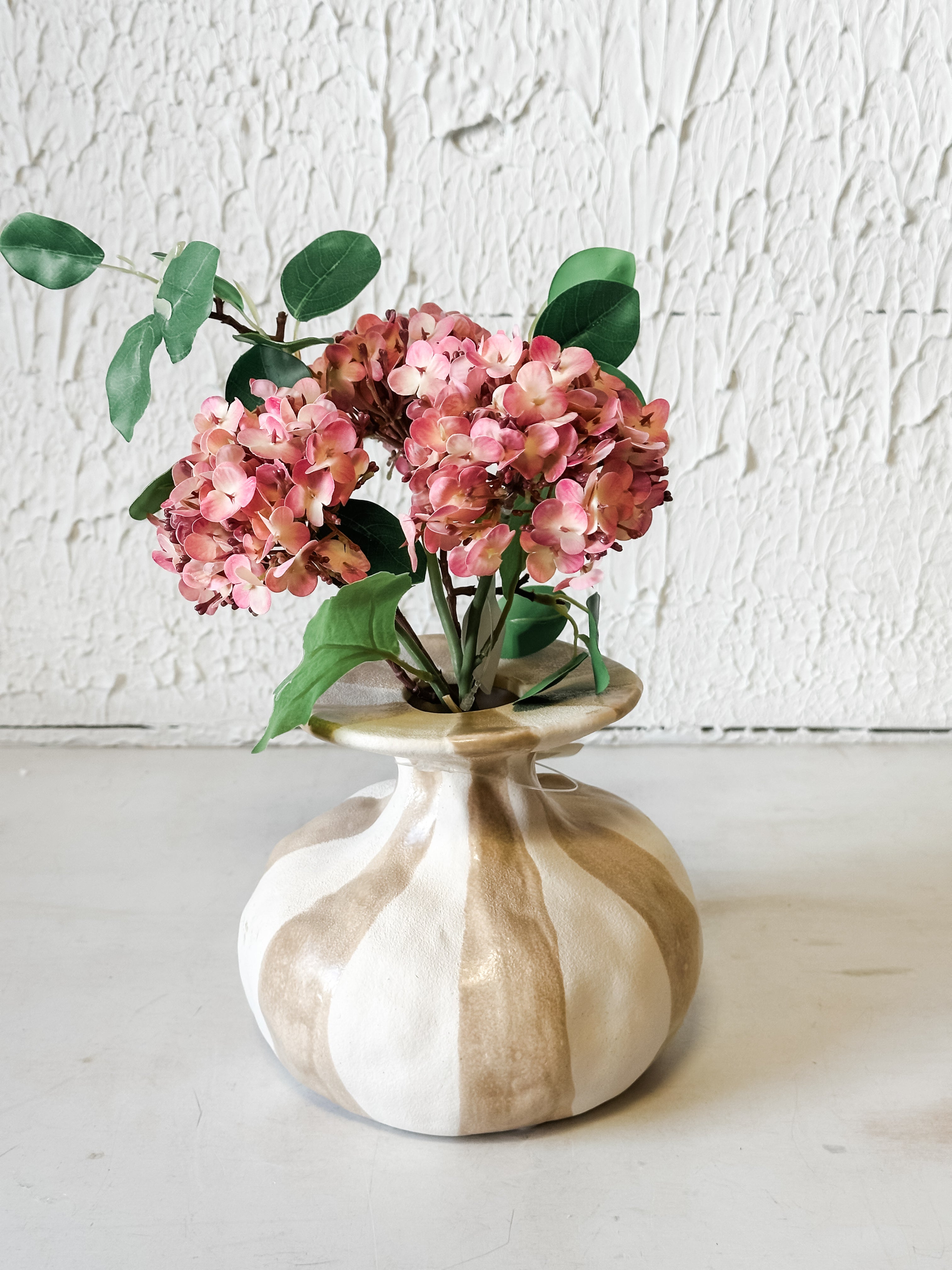 Organic Striped Stoneware Vase at the Rustic Barn in Killingworth, CT