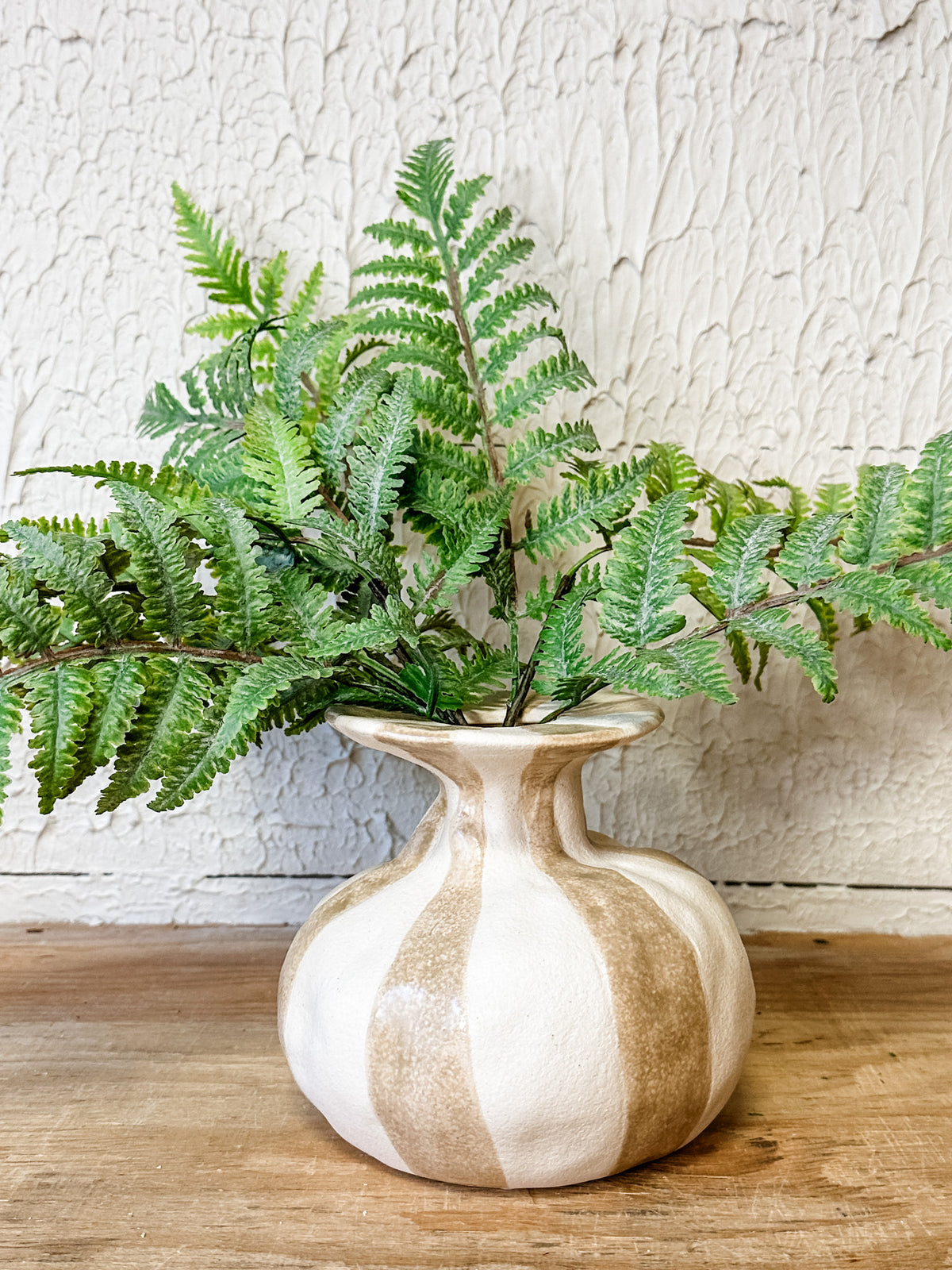 Organic Striped Stoneware Vase at the Rustic Barn in Killingworth, CT
