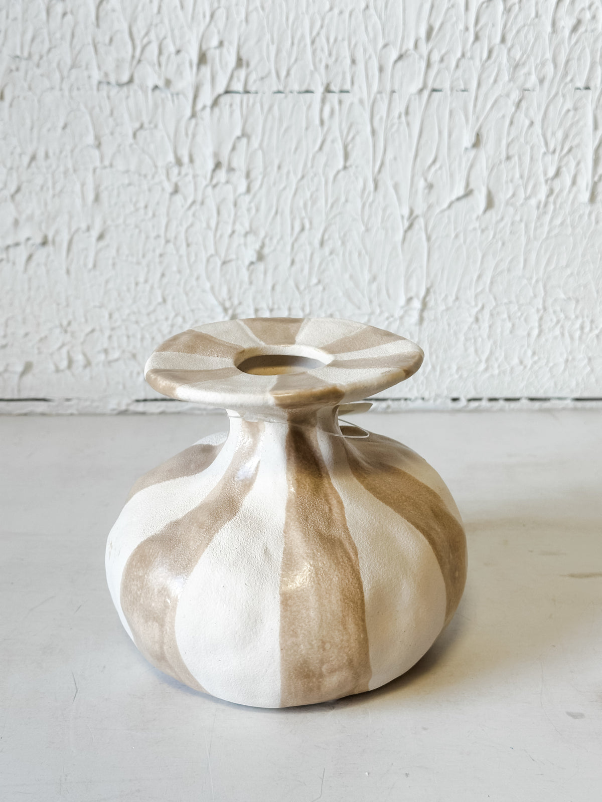 Organic Striped Stoneware Vase at the Rustic Barn in Killingworth, CT