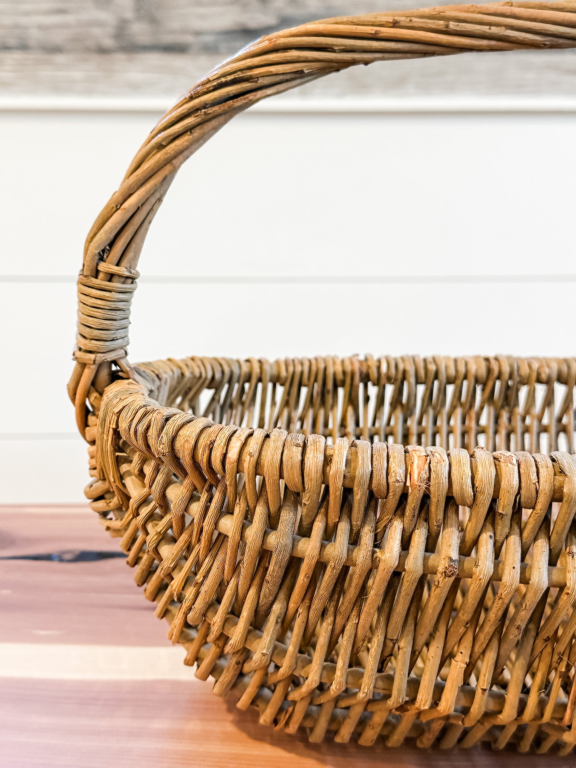 oval wicker baskets with handles at The Rustic Barn in Killingworth, CT